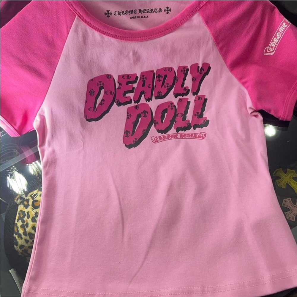 Chrome Hearts Pink deadly doll top s small, super cute worn once this is a repop